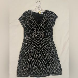 Parker Beaded Black Mini Dress
